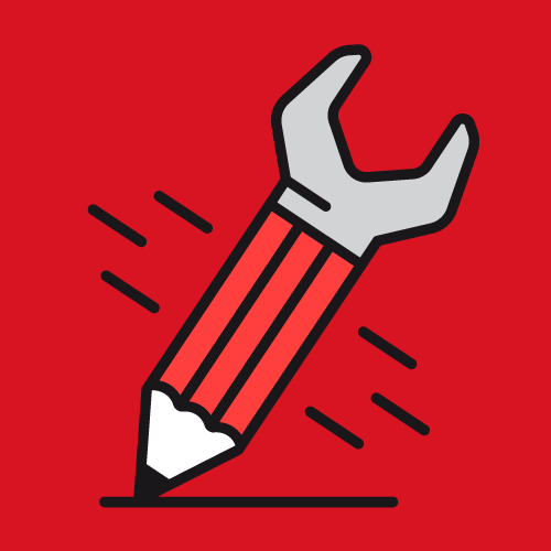 Pencil combined with a wrench icon